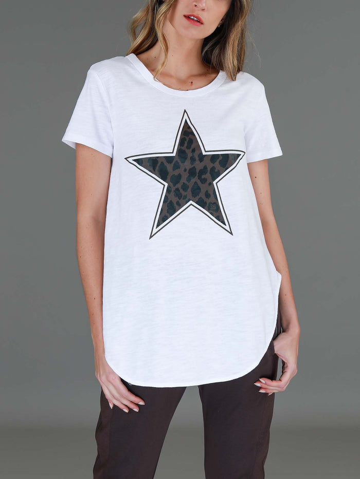 Annie Leopard Star Longline T Shirt