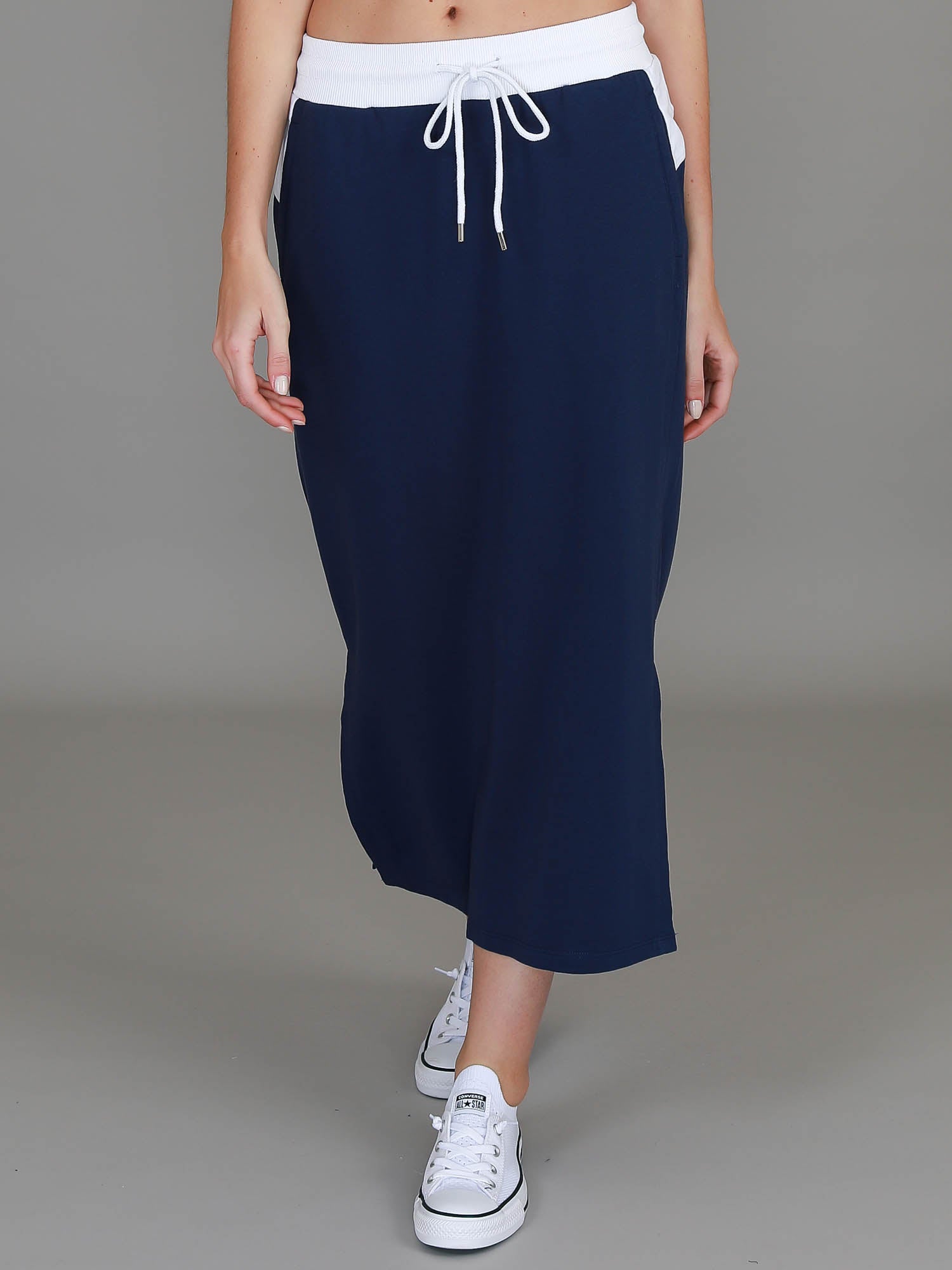 navy midi skirt #color_ink