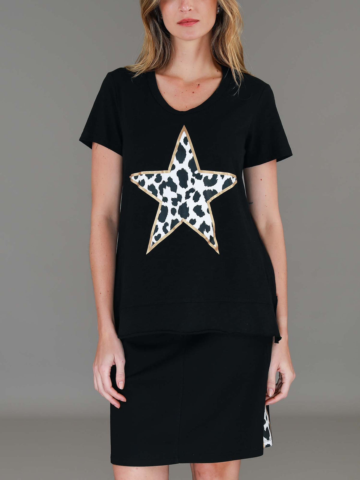 black leopard print tee