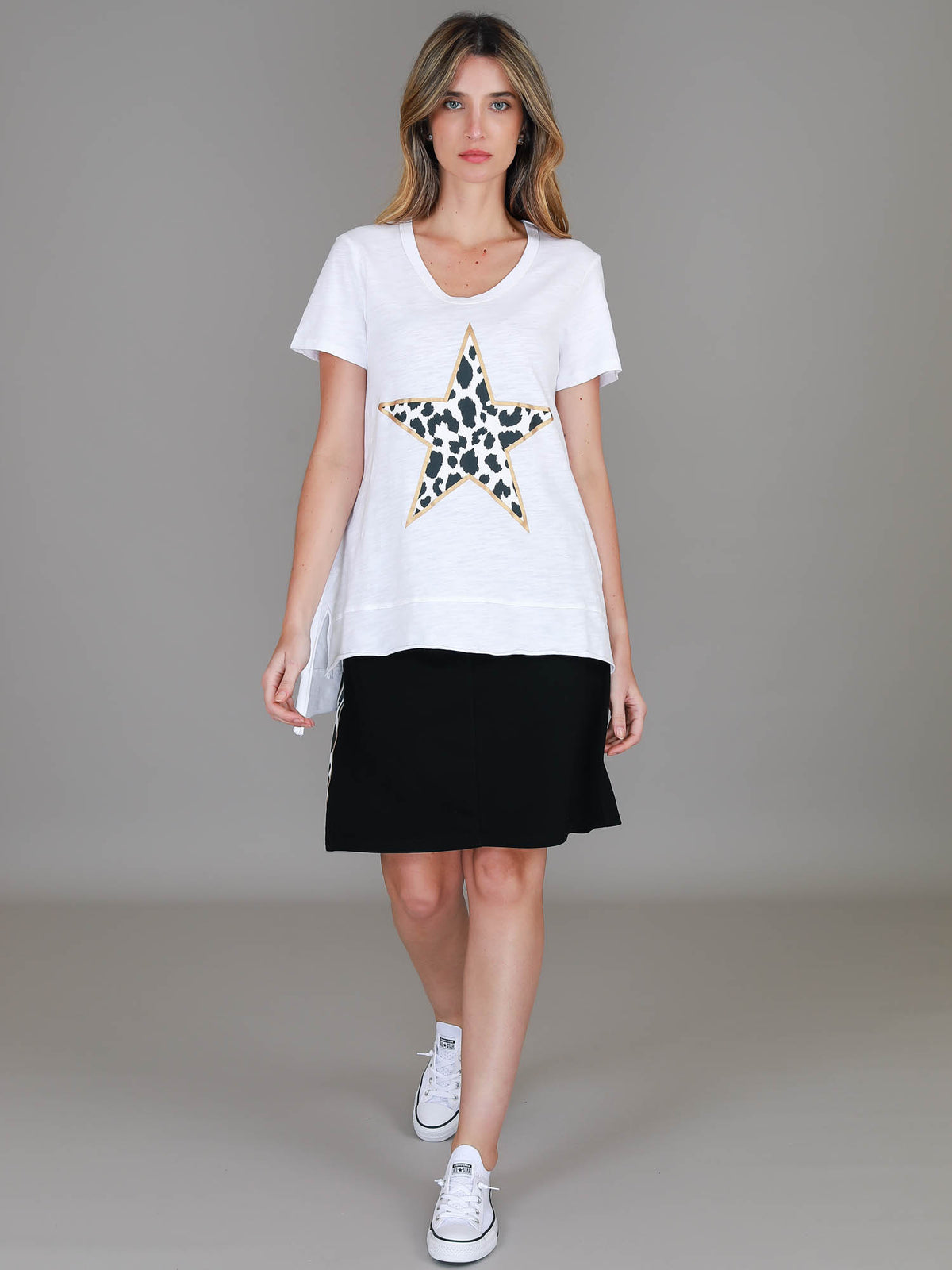 white gold star tee