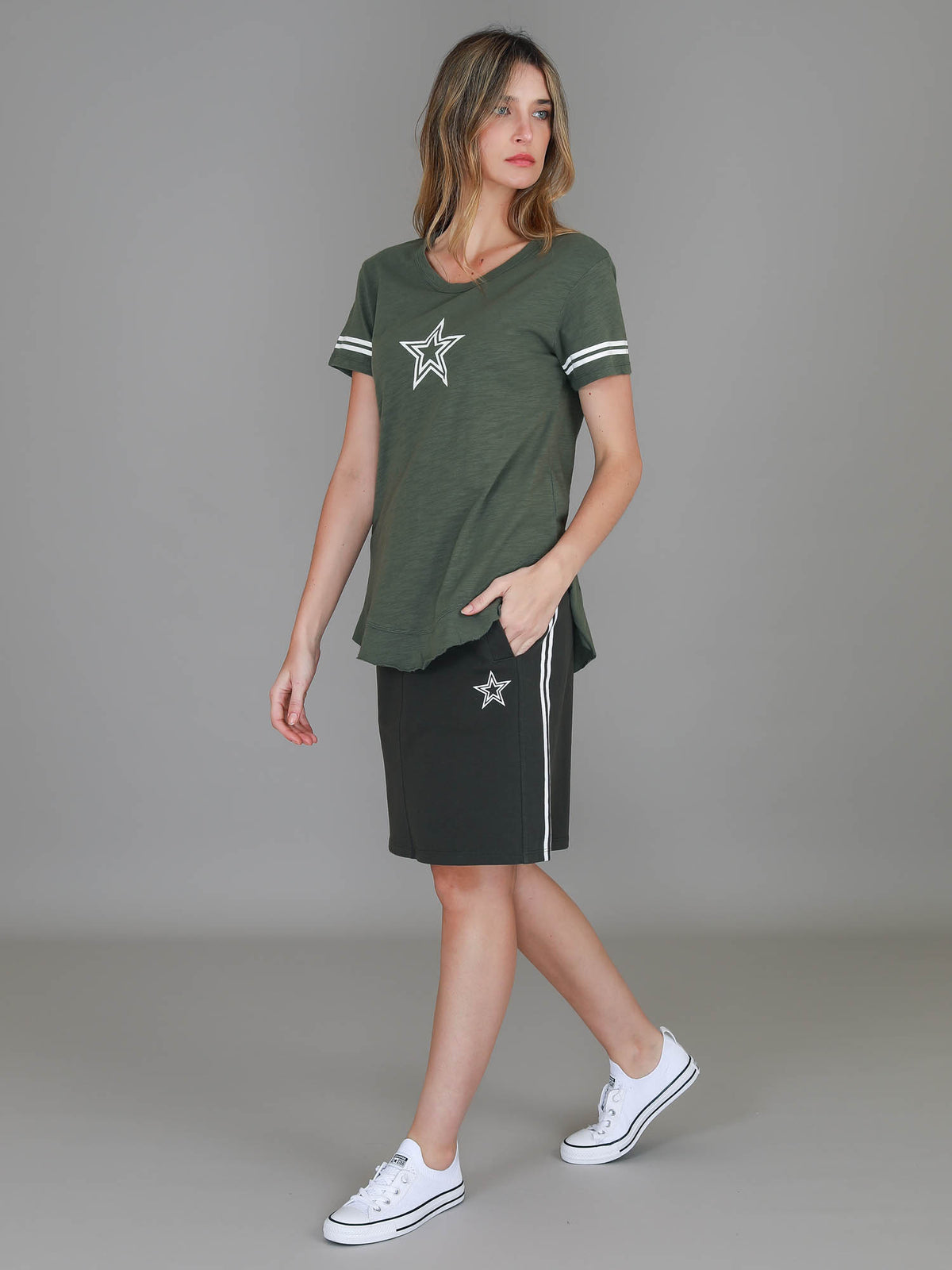 khaki longline tee