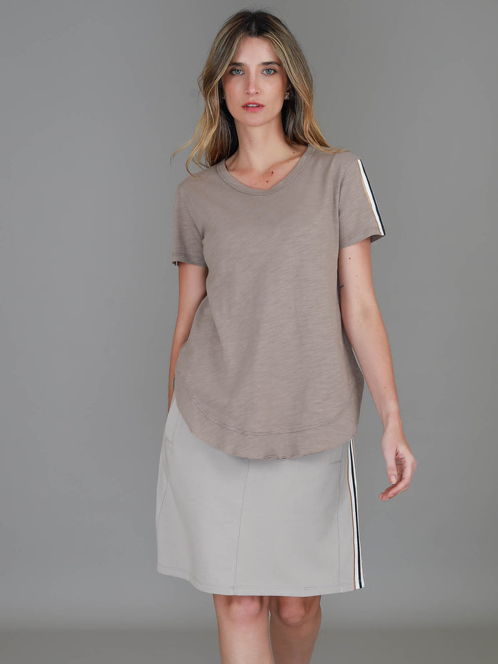 Cher Stripe Curve Hem T-Shirt