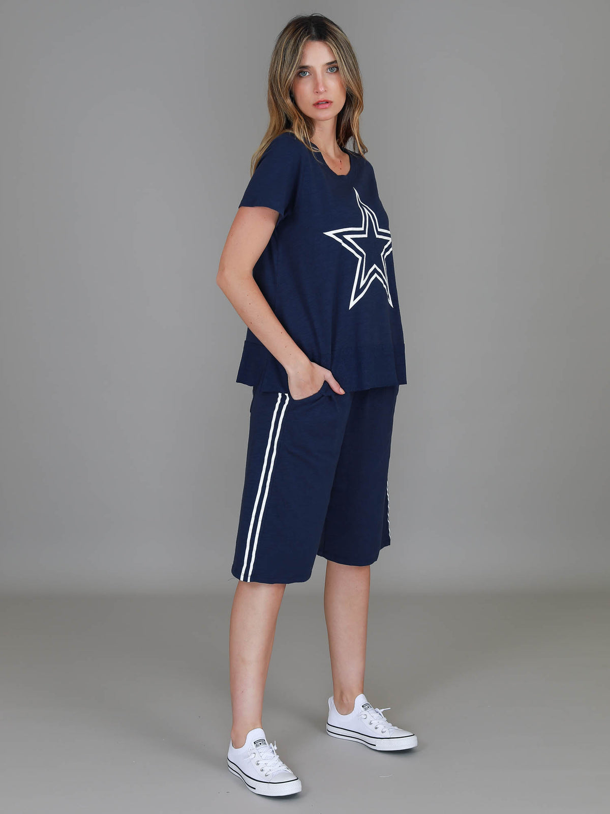 navy short sleeve top