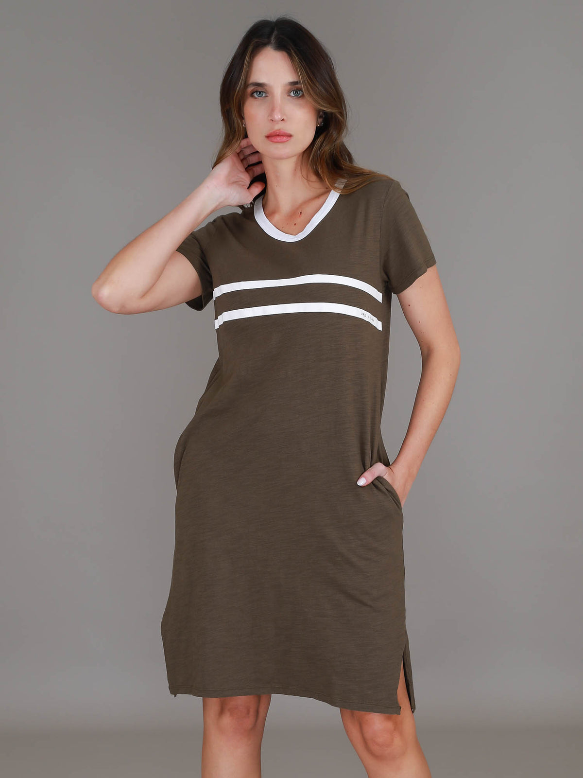 Charlene | Women's Stripe T-Shirt Dress – Cotton Slub Jersey