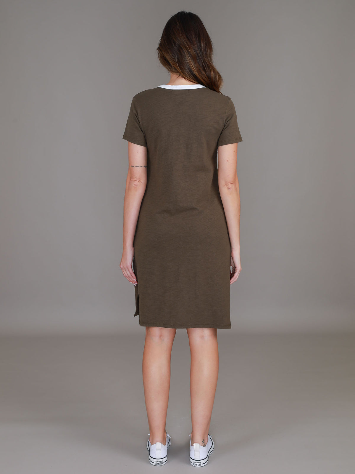 green stripe t shirt dress