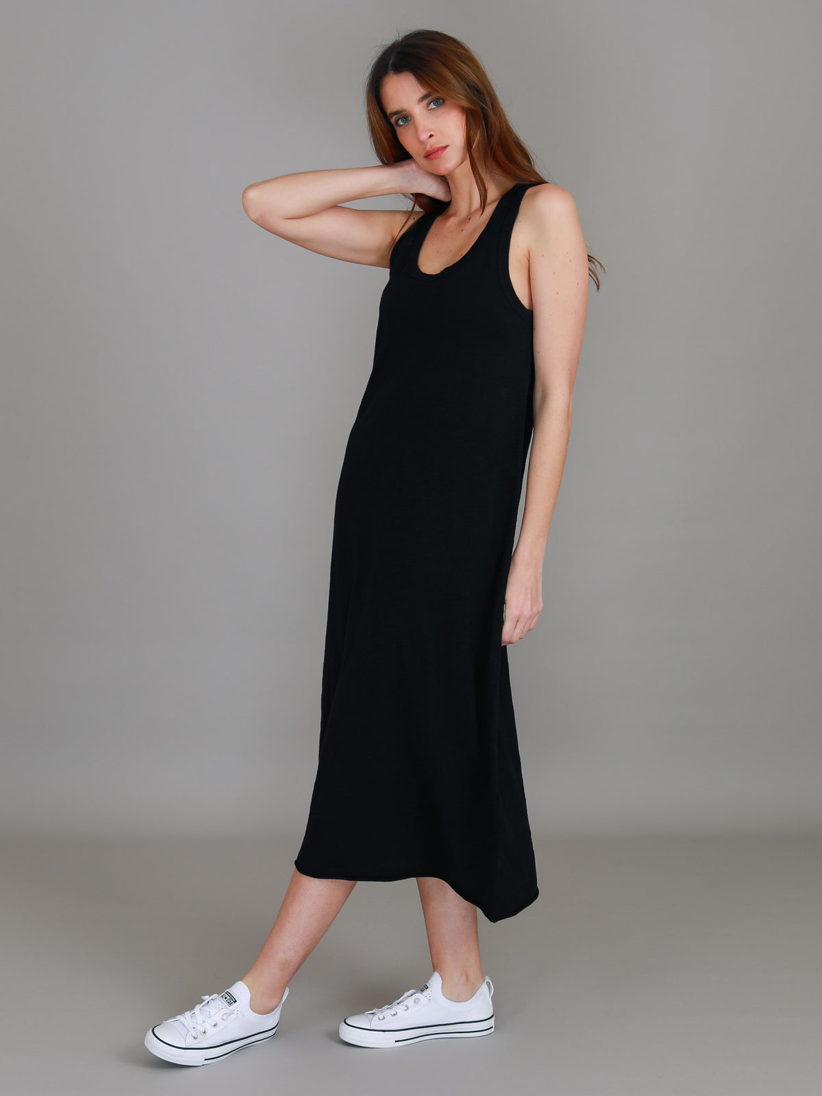 black cotton tank dress