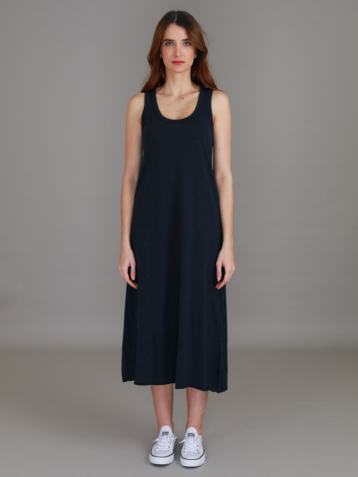 midi navy tank dress