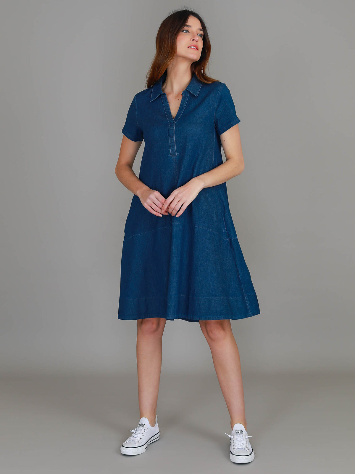 short sleeve denim dress