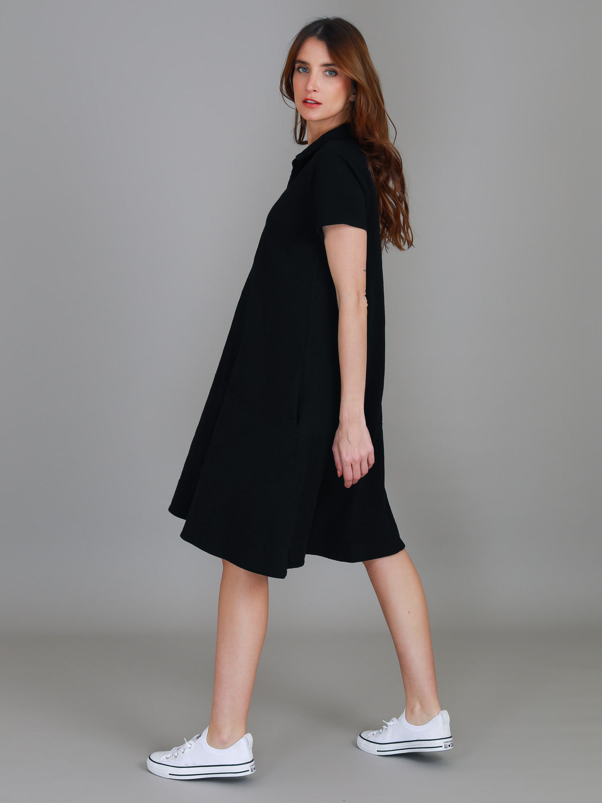 black shift dress