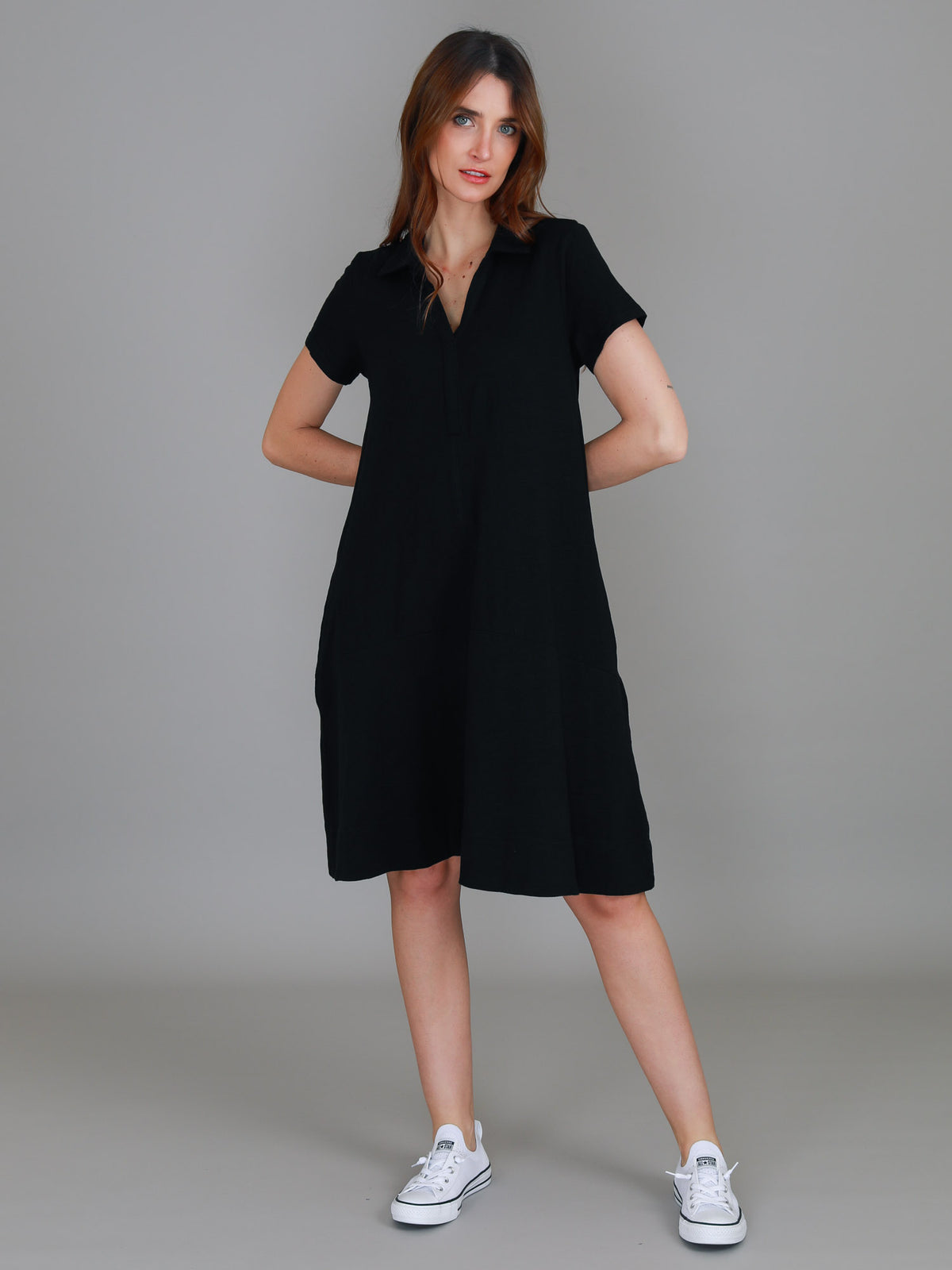 black knee length dress