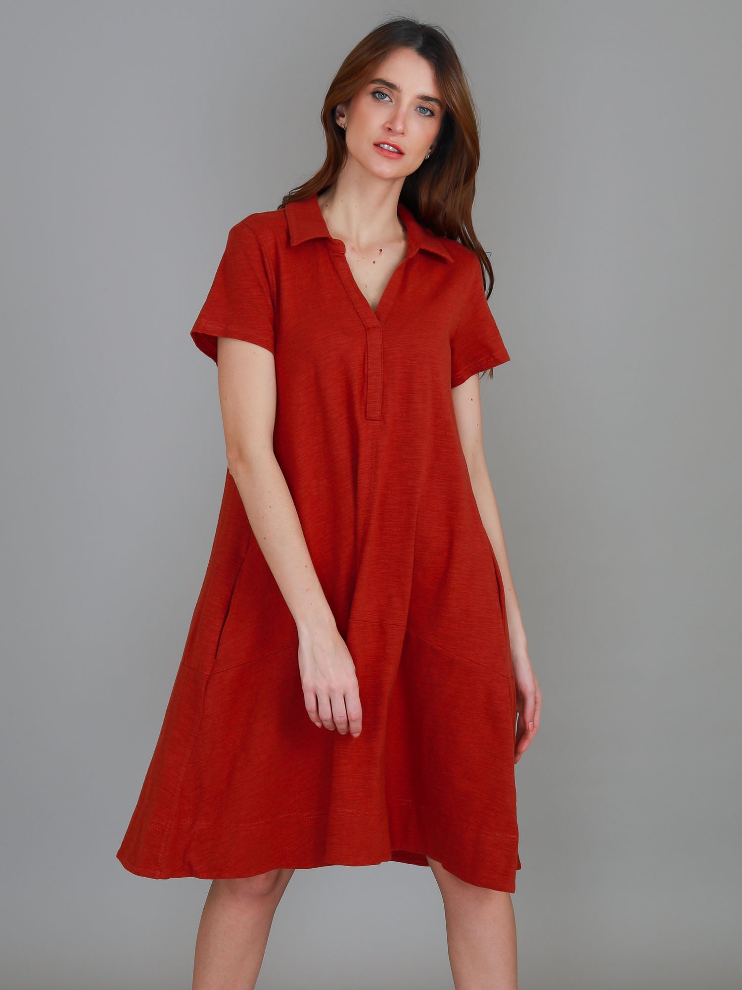 polo dress #color_red earth