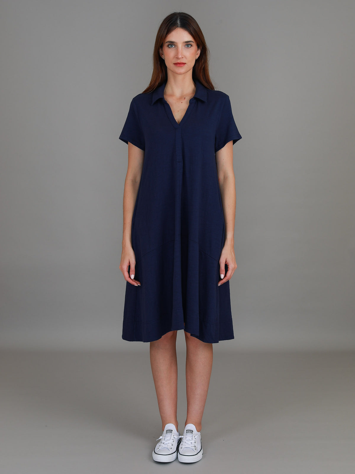 navy shift dress