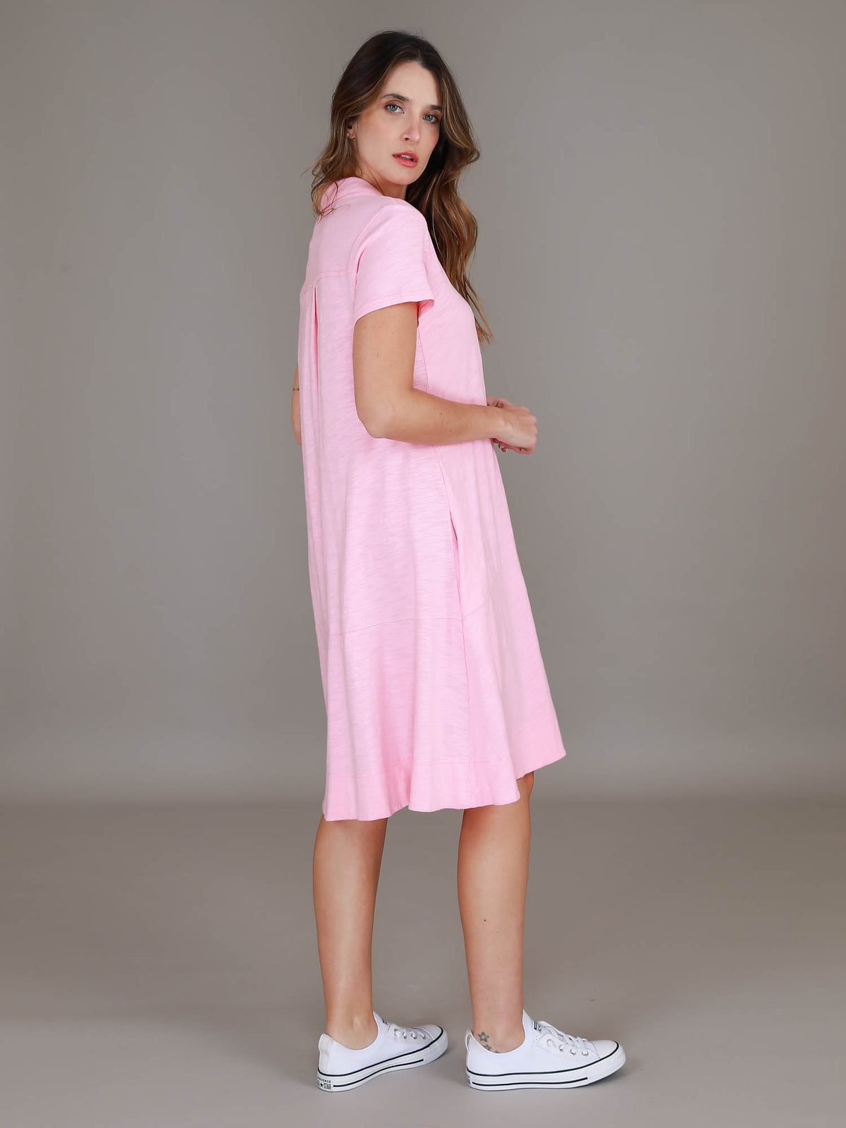 pink collar dress #color_powder pink