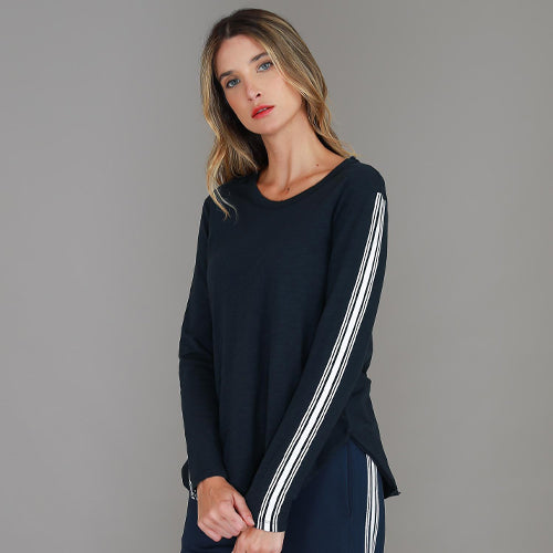 Delta Curve Hem Stripe T Shirt size guide