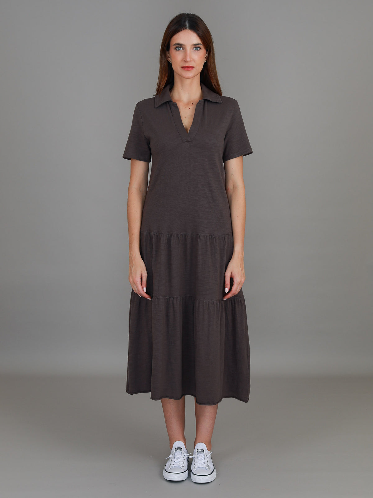 tiered midi dress
