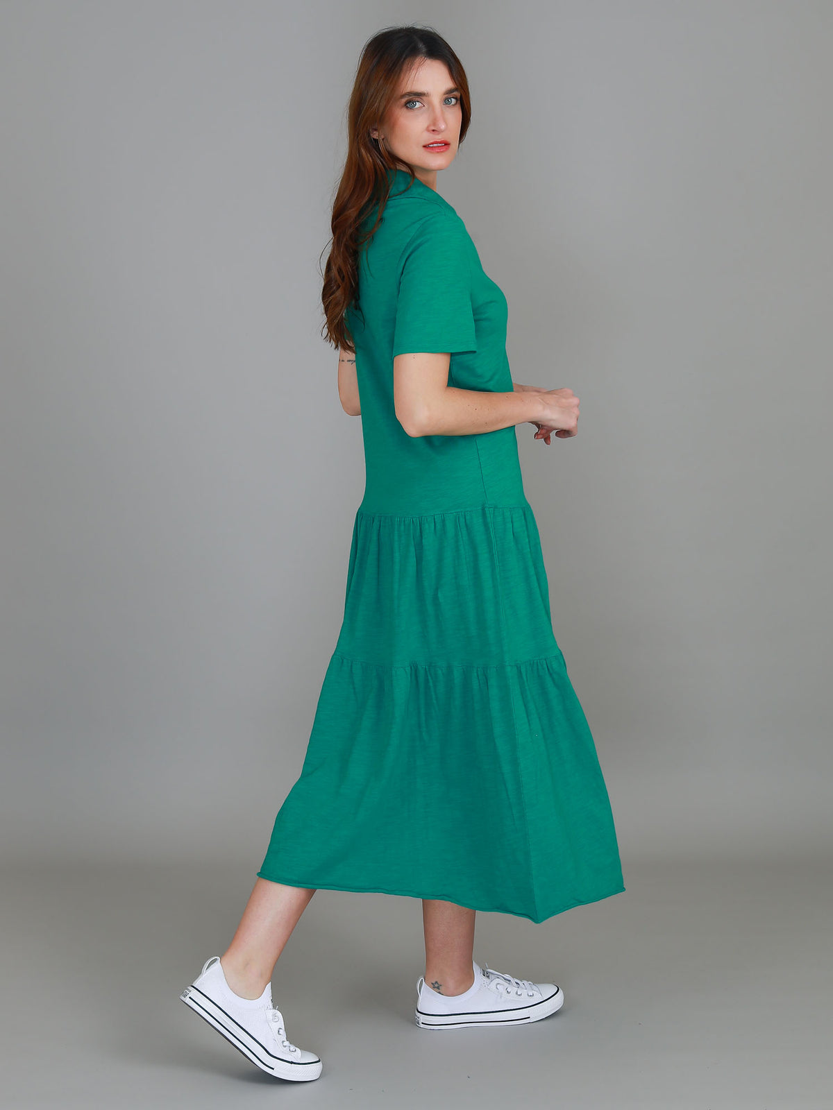 green midi polo dress