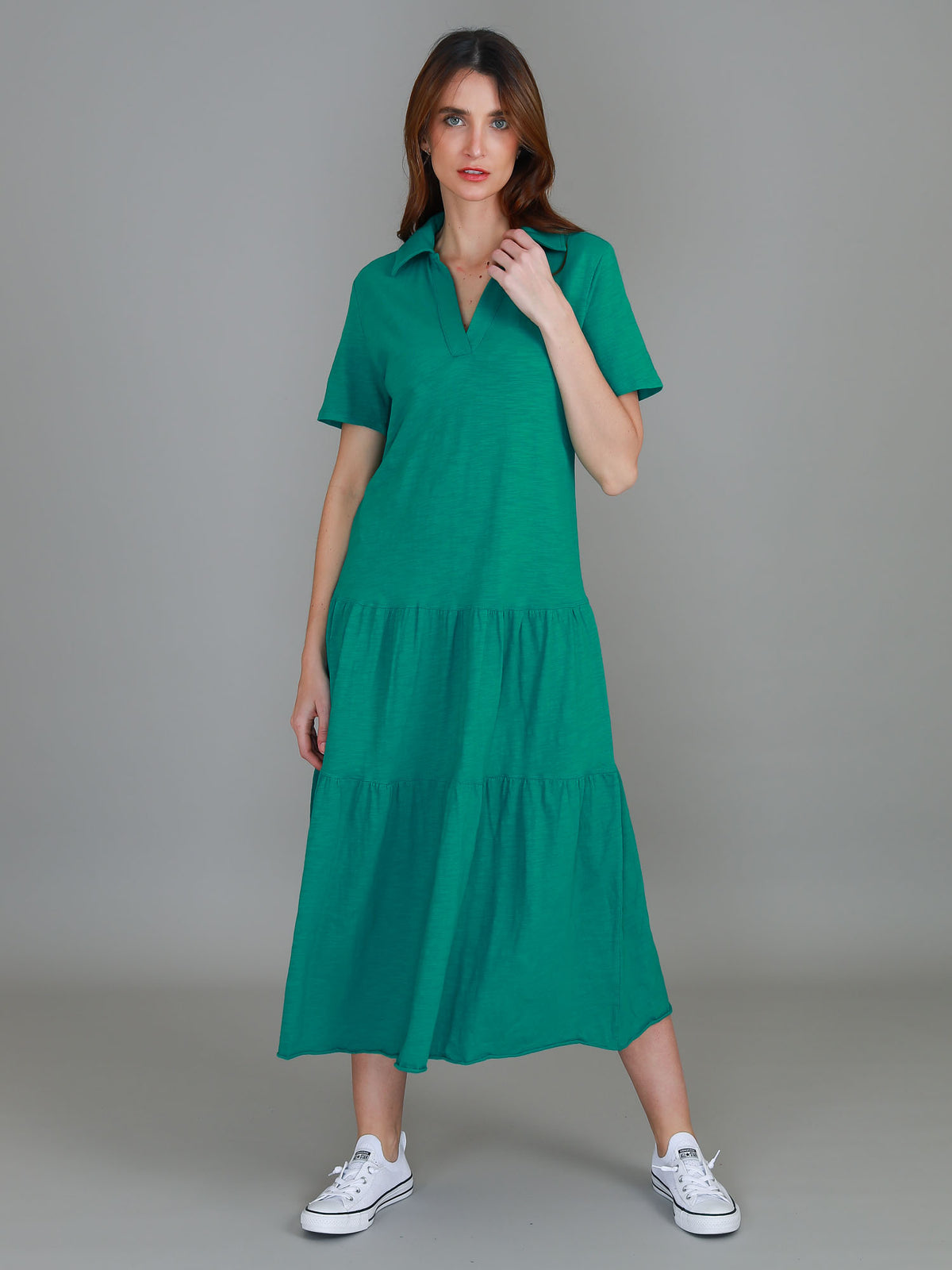 grass green midi dress