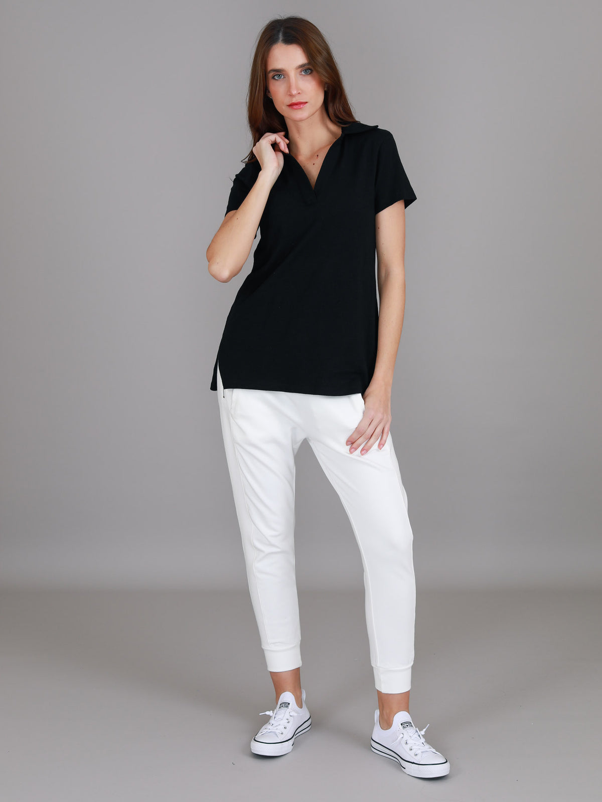 black side split polo