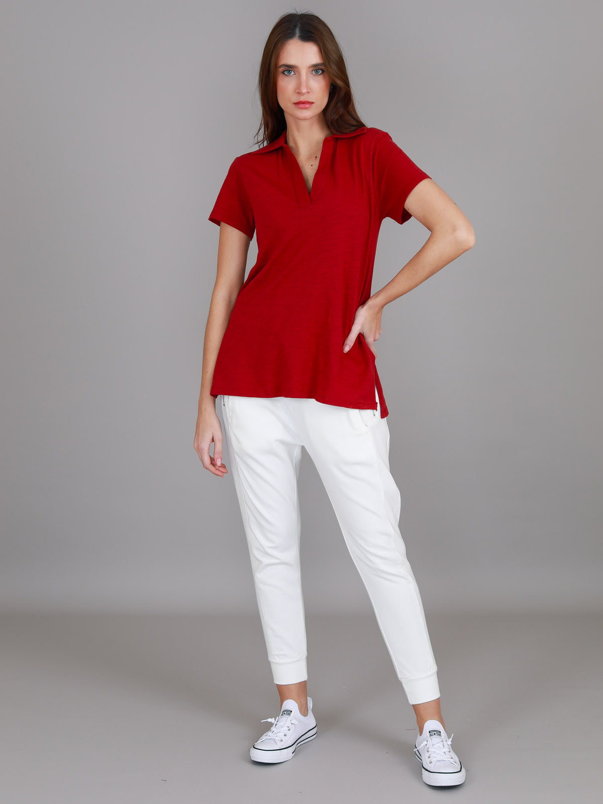 cranberry v neck polo