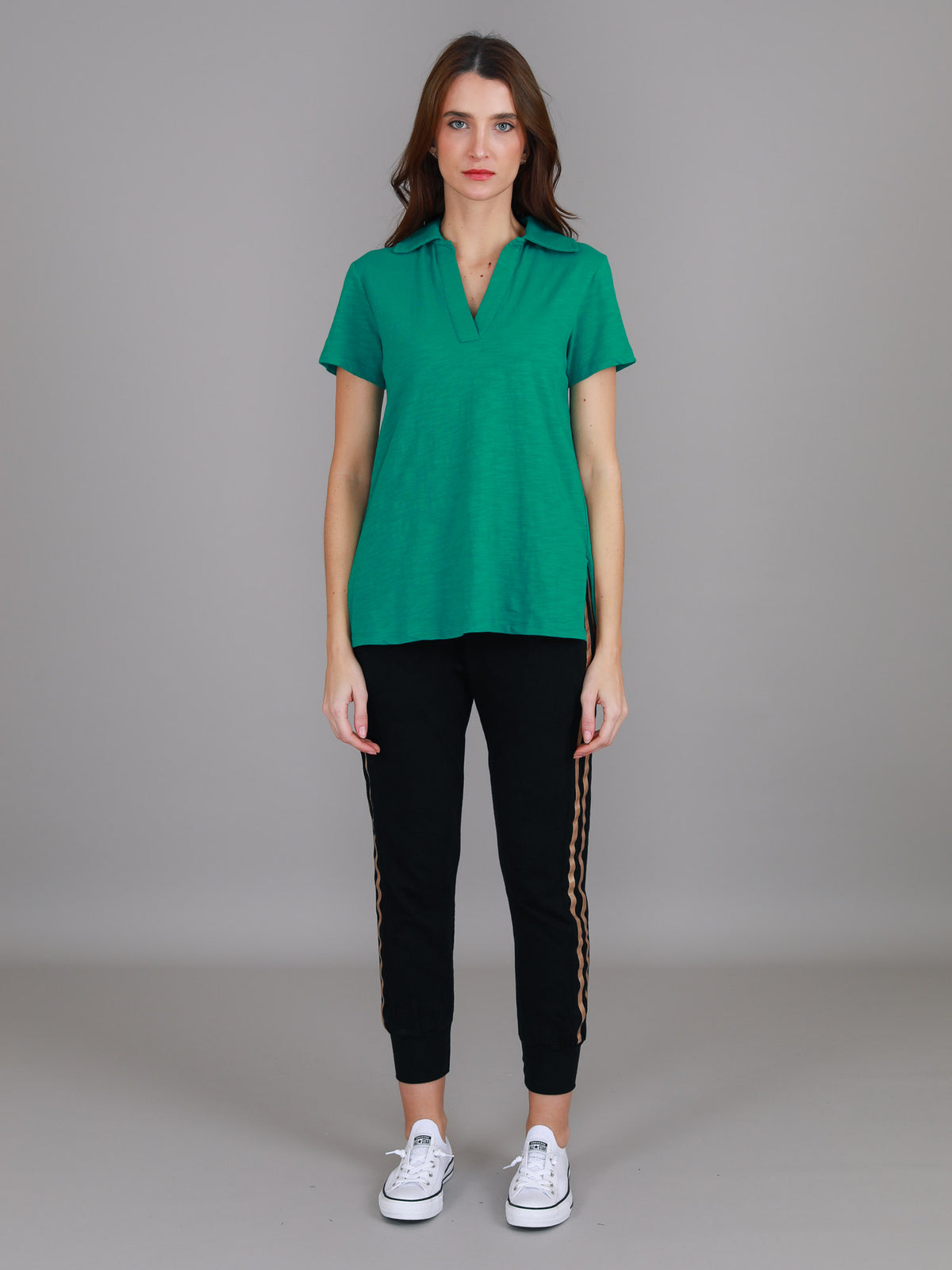 green side split polo