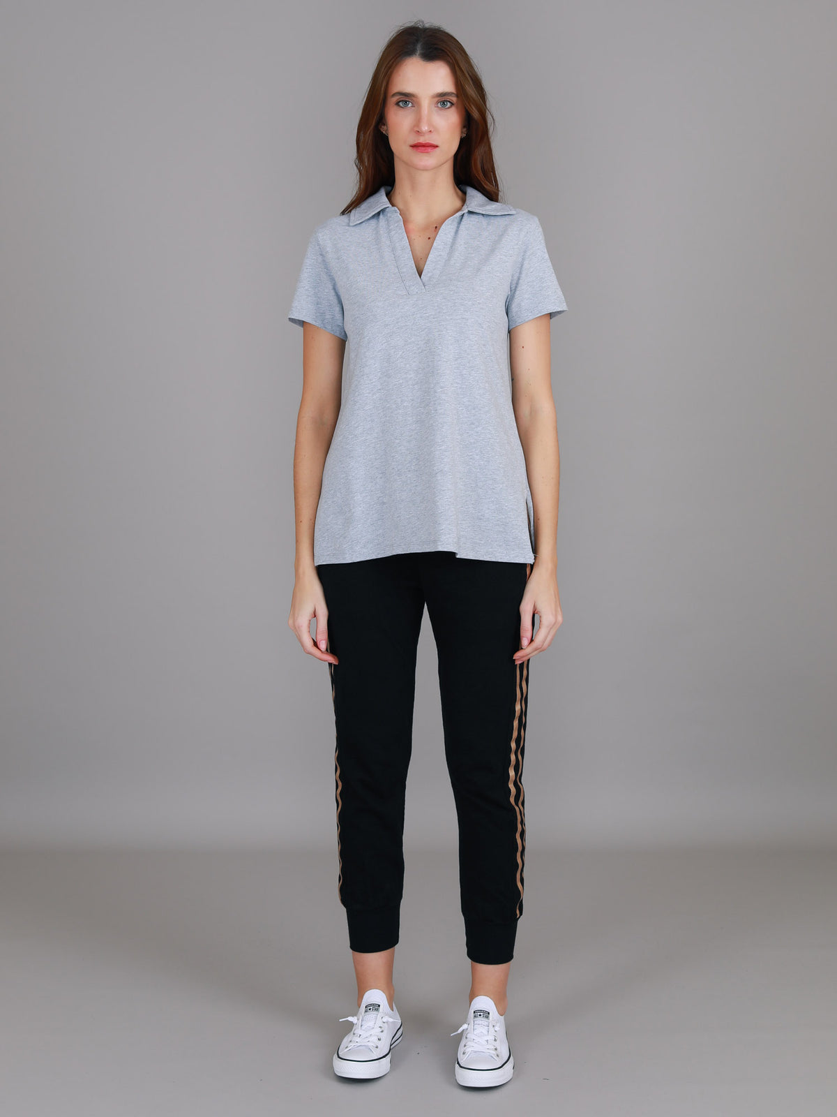 grey side split polo