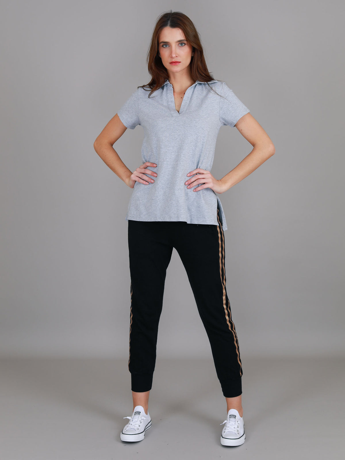 grey marle polo tee