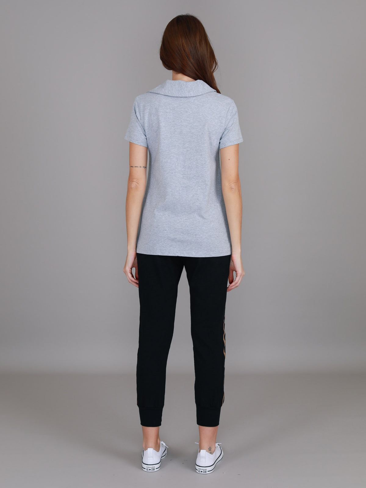 grey marle cotton polo