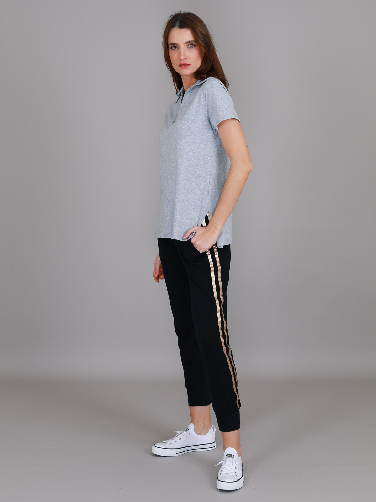 grey polo short sleeve