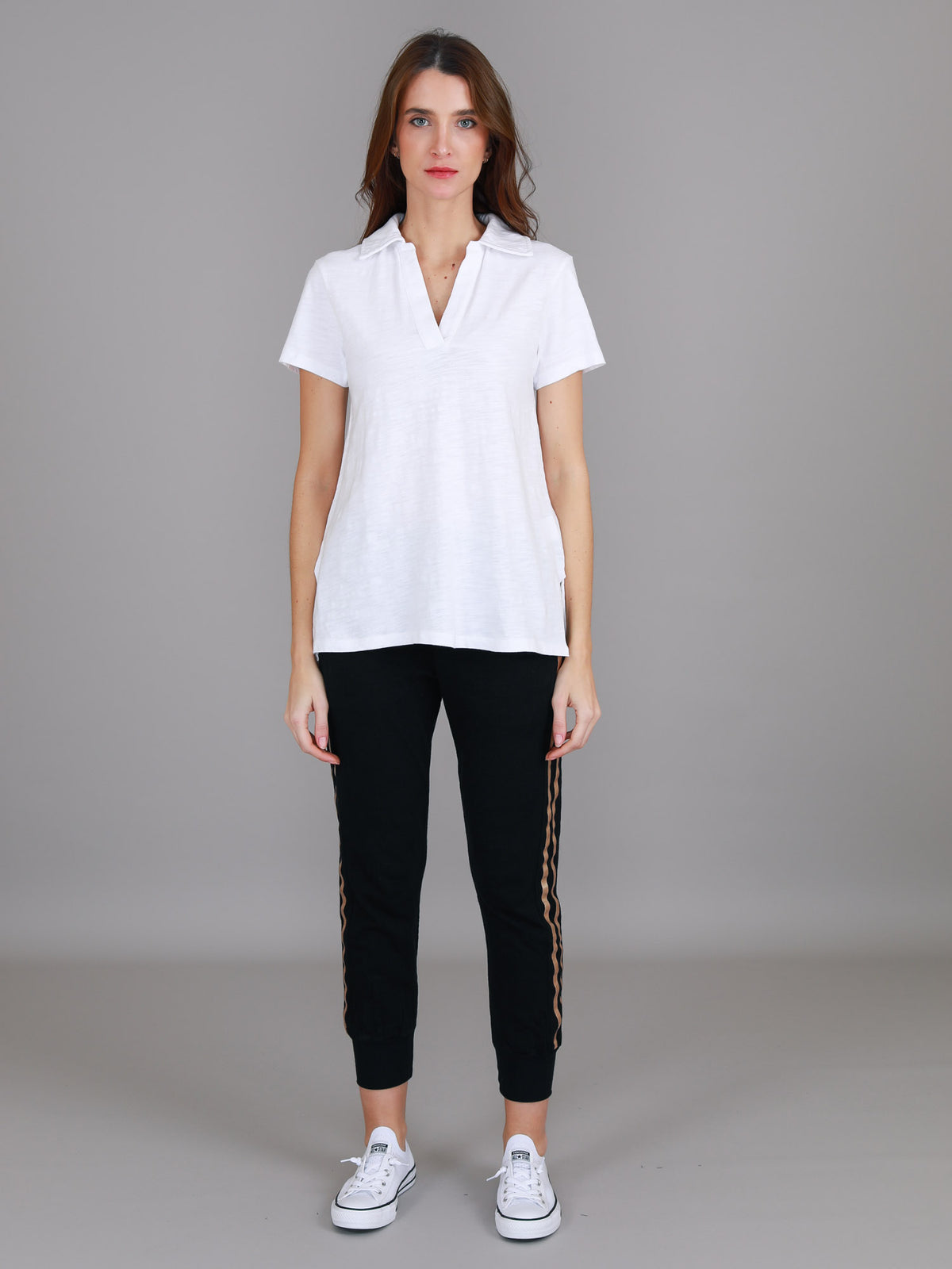 white side split polo