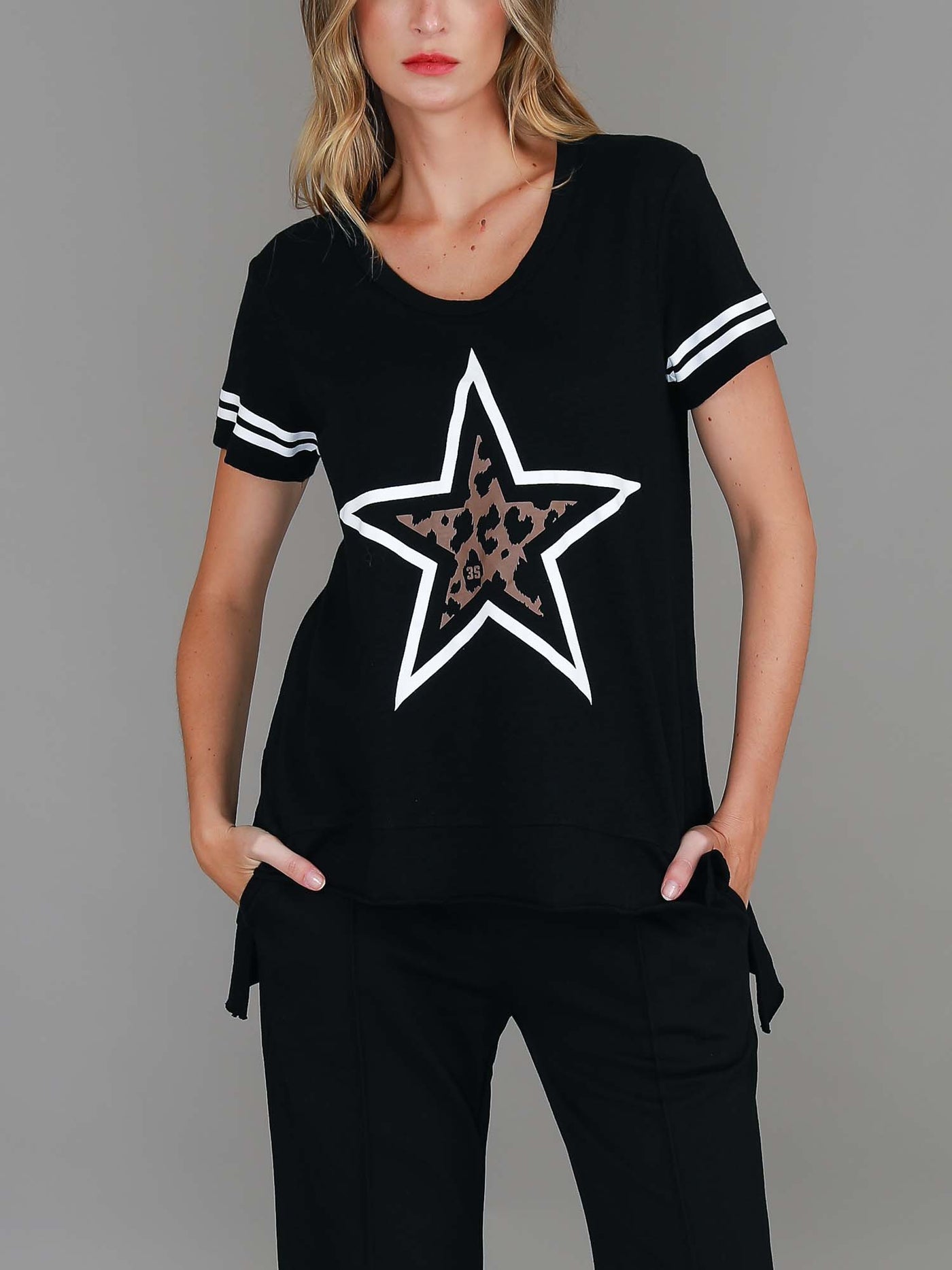 Demi | Women's Leopard Star T-Shirt – Cotton Slub Jersey