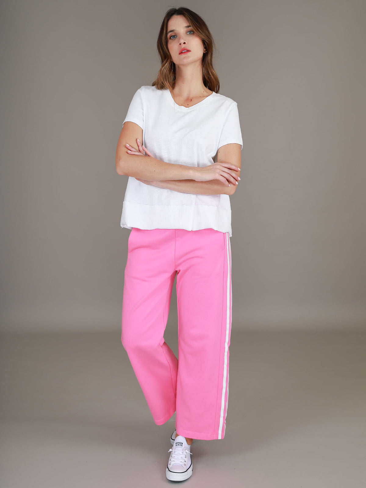 pink side stripe pants #color_bubble gum