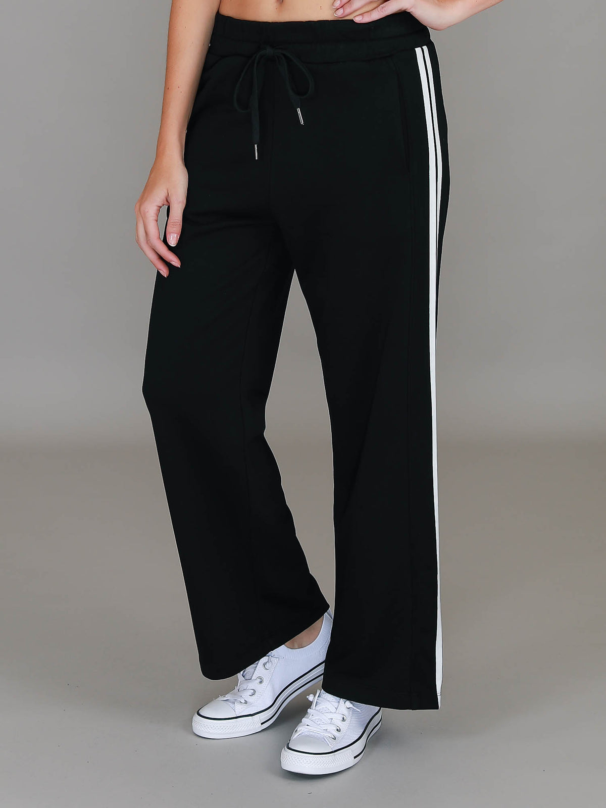 women's straight leg sweatpants black – cotton French Terry relaxed fit