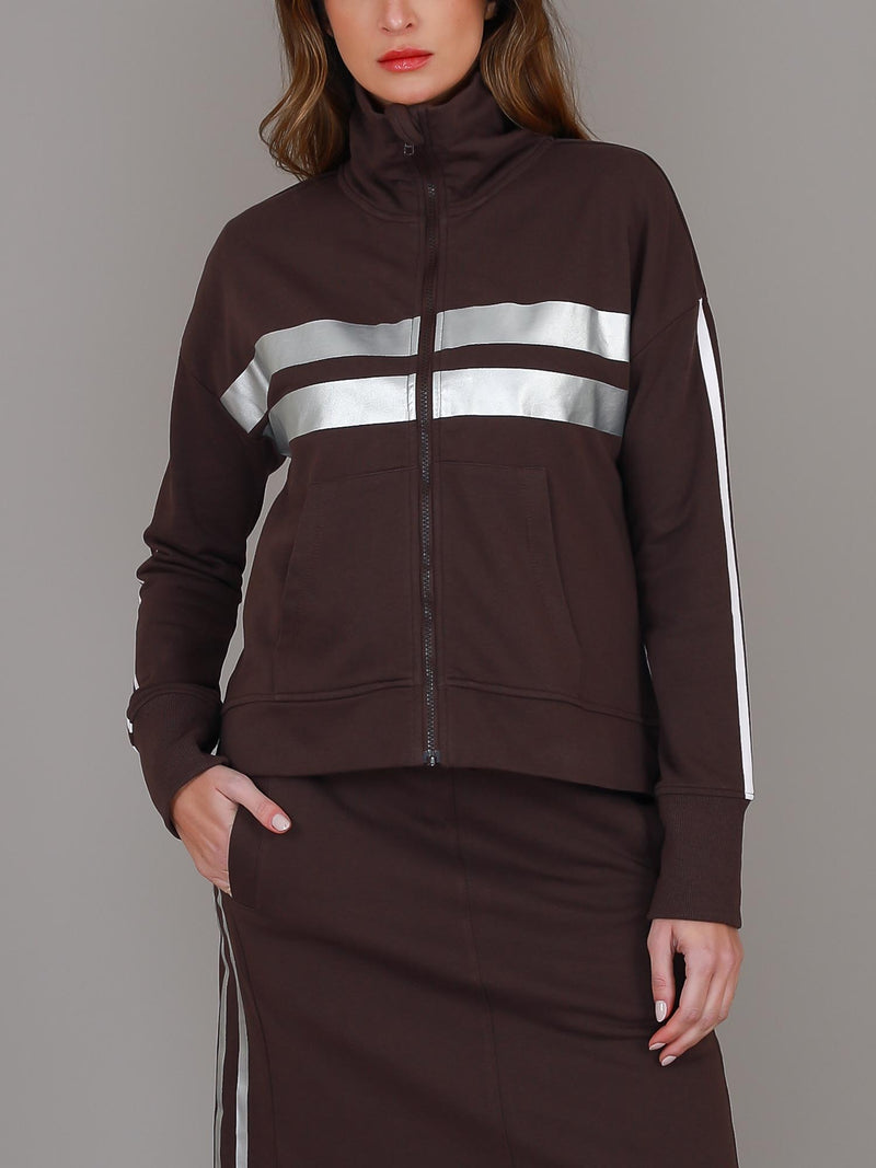 brown zip up jacket #color_truffle