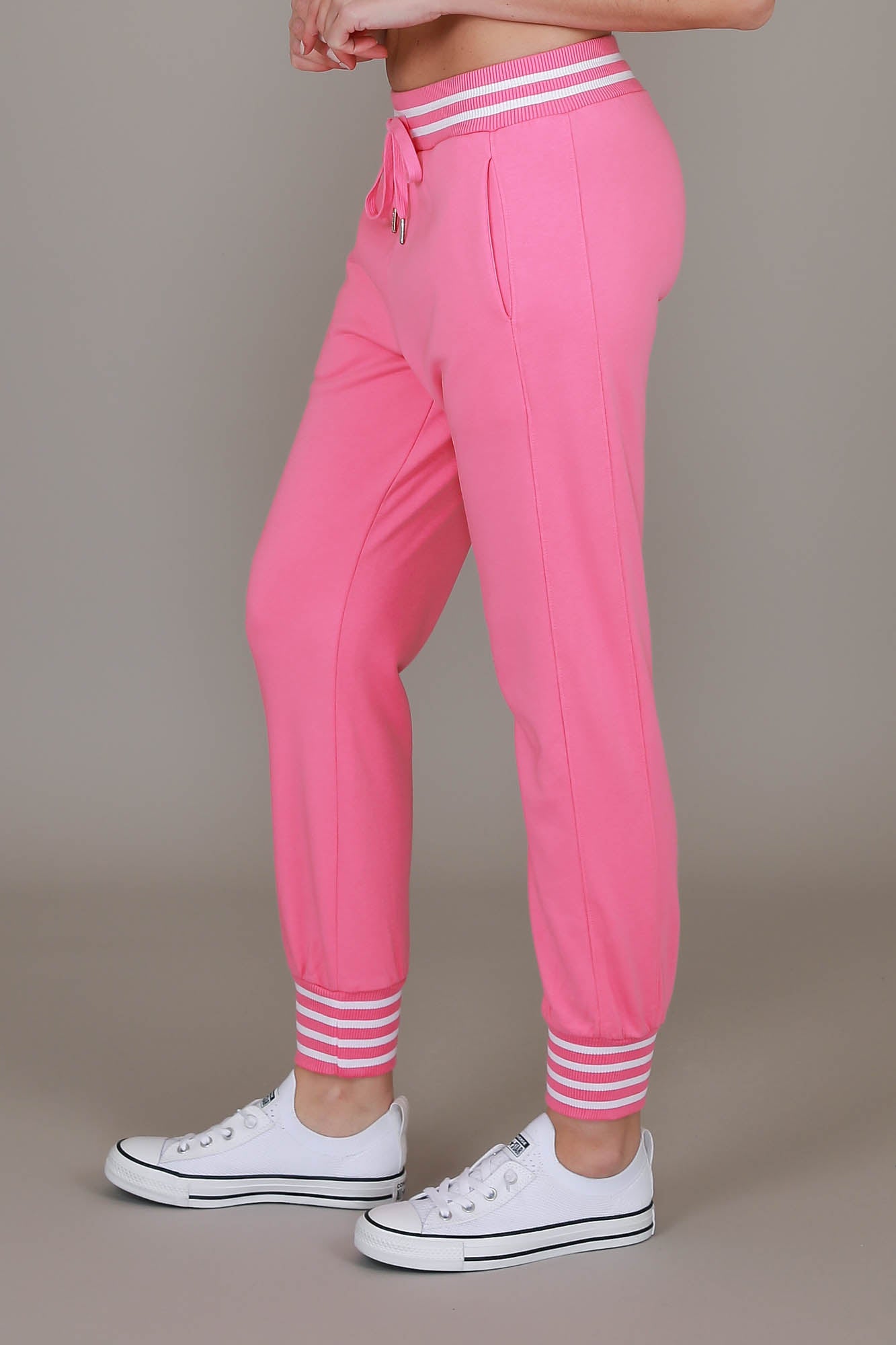 Fia | Women's Stripe Rib Sweatpants – Cotton French Terry