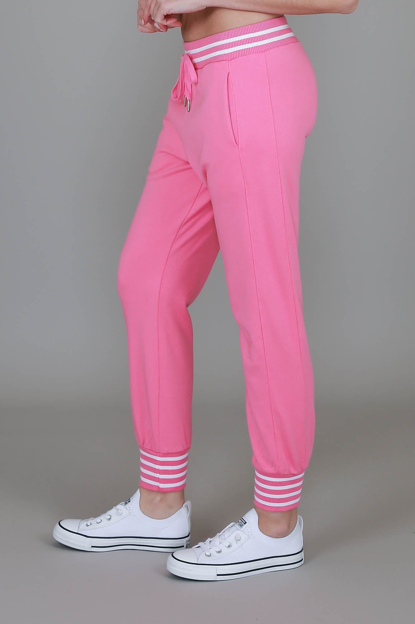 Fia | Women's Stripe Rib Sweatpants – Cotton French Terry