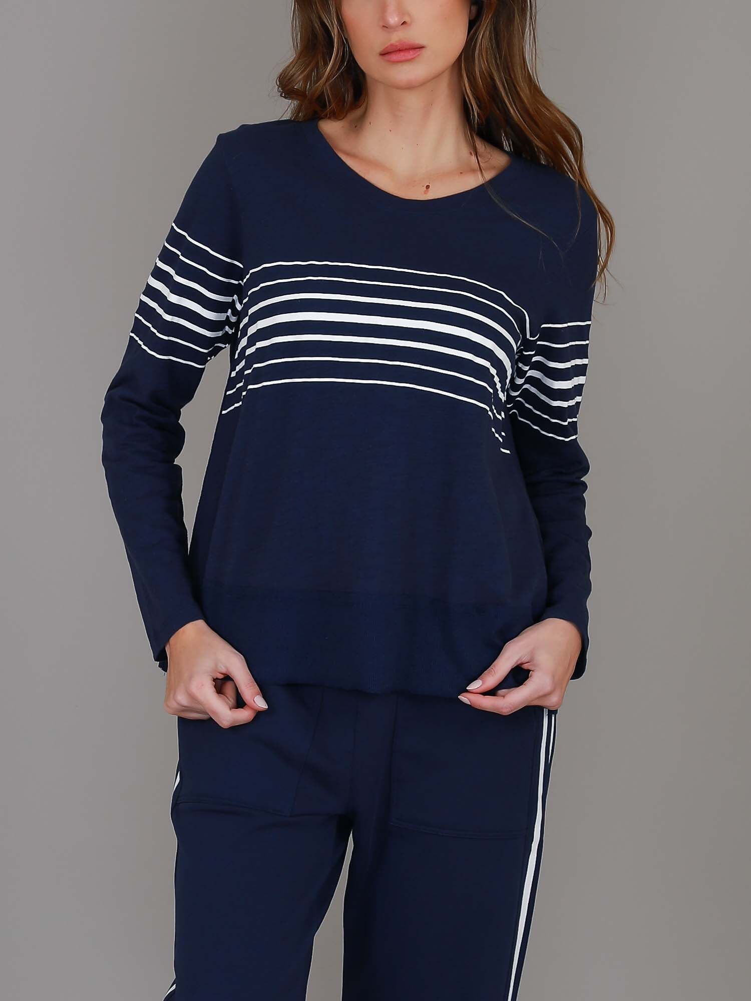 navy long sleeve top #color_ink