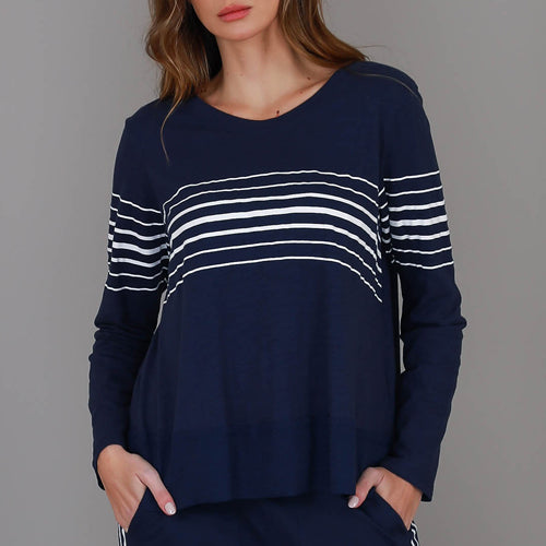 Cait | Women's Striped Long Sleeve Crop T Shirt – Cotton Jersey size guide