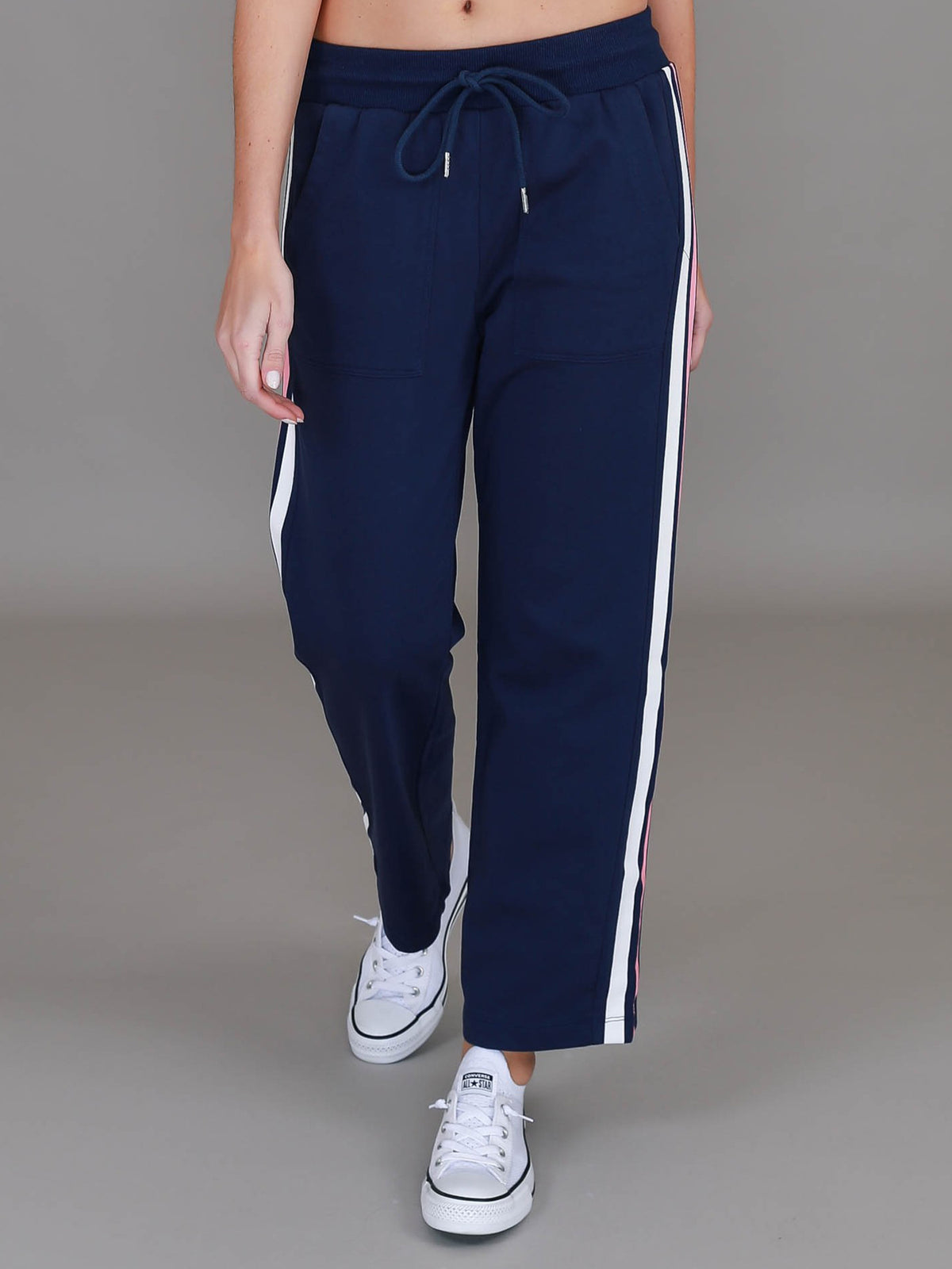 navy straight leg sweatpants #color_deep navy/pink