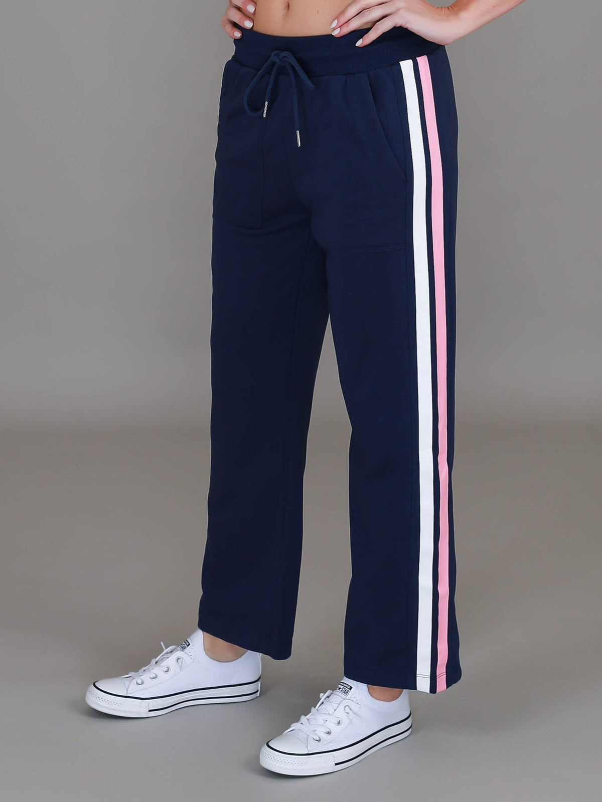 pink stripe sweatpants #color_deep navy/pink