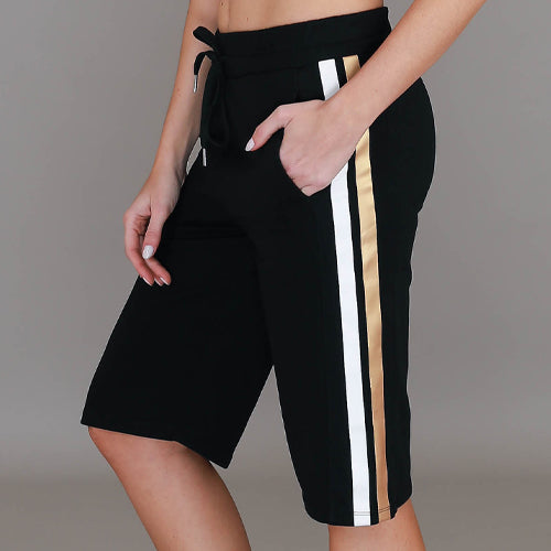 Pammy | Women's Side Stripe Long Shorts – Cotton French Terry size guide