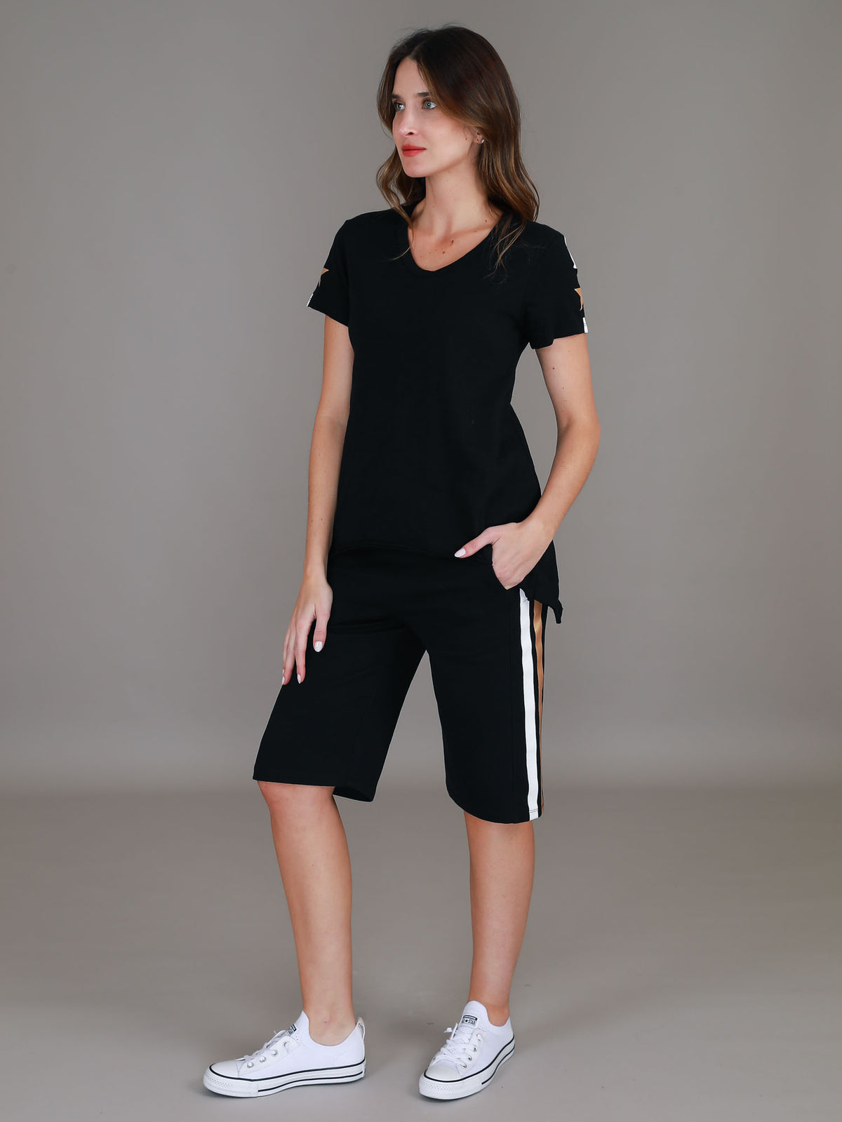 black sporty shorts #color_black/gold