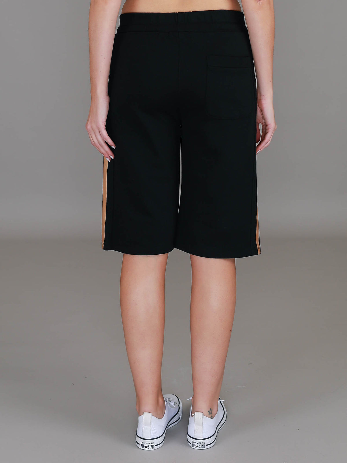 gold side stripe shorts #color_black/gold