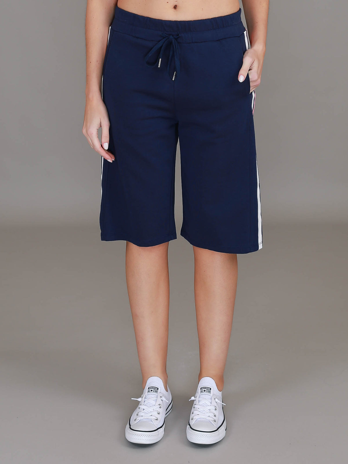 navy sporty shorts #color_deep navy/pink