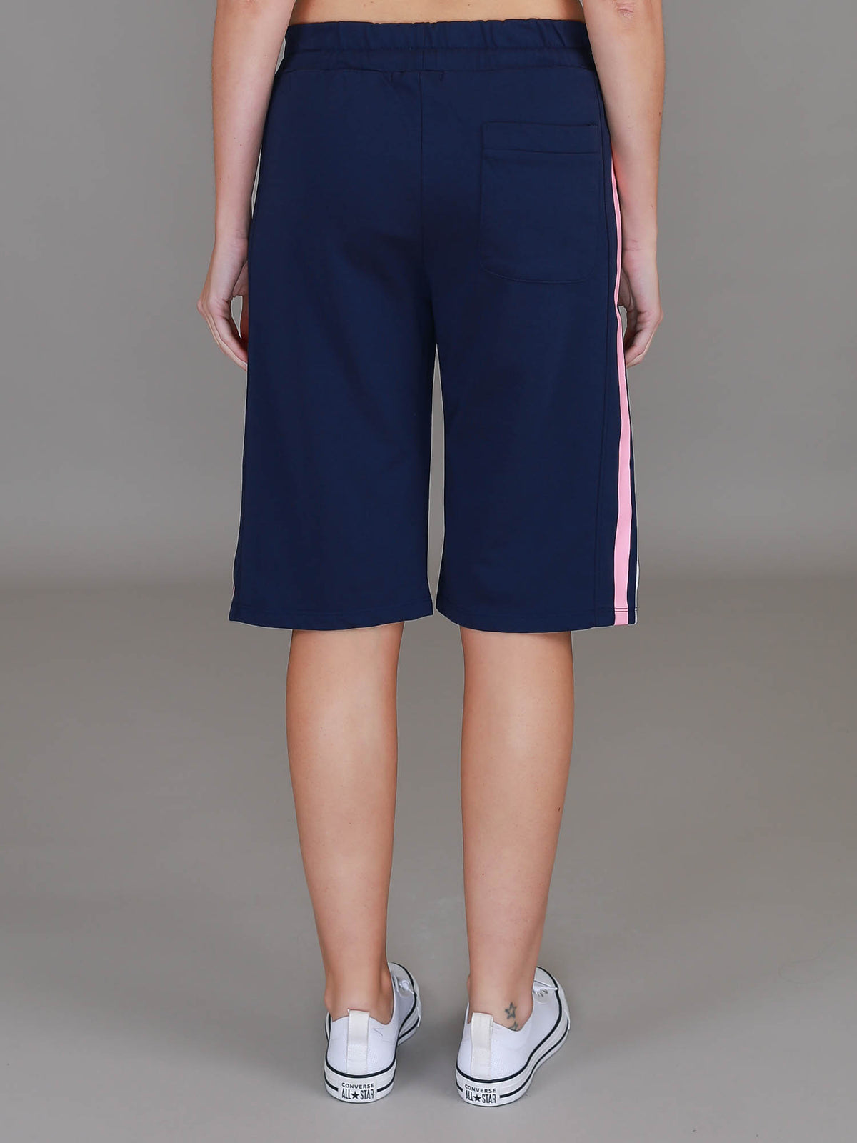 navy longline shorts #color_deep navy/pink