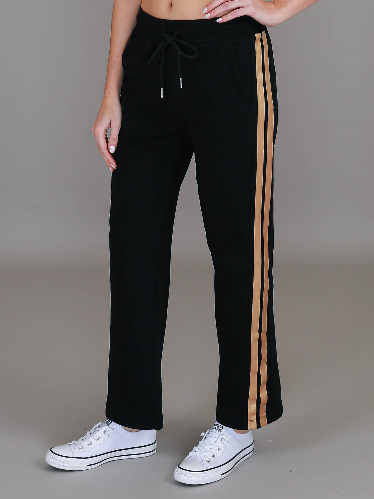gold stripe sweatpants #color_black/gold