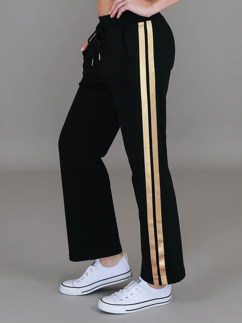 black gold stripe sweatpants #color_black/gold