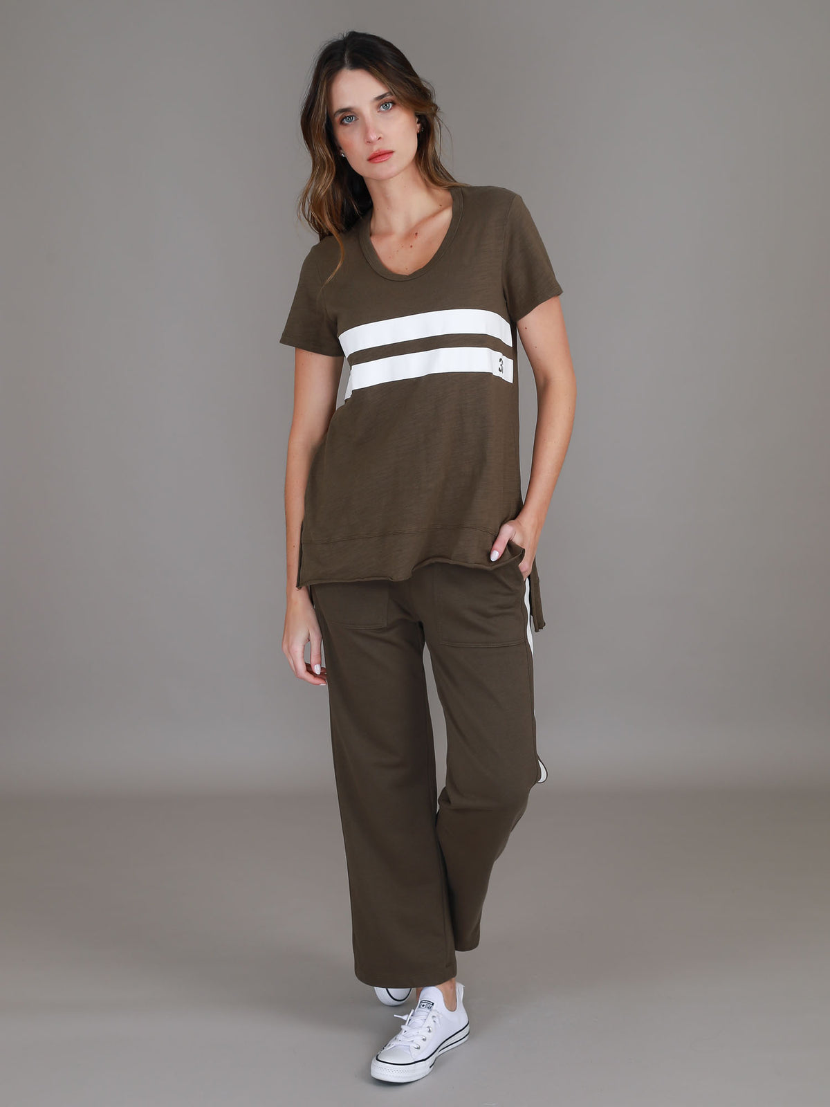 olive hi low tee #color_dark olive