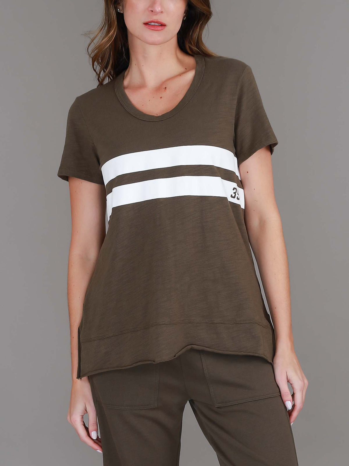 olive stripe tee #color_dark olive