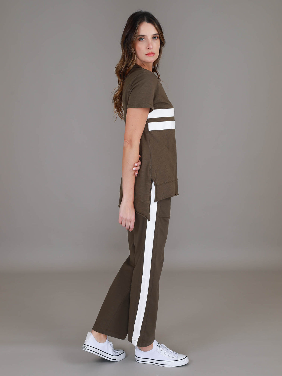 green striped tee womens #color_dark olive