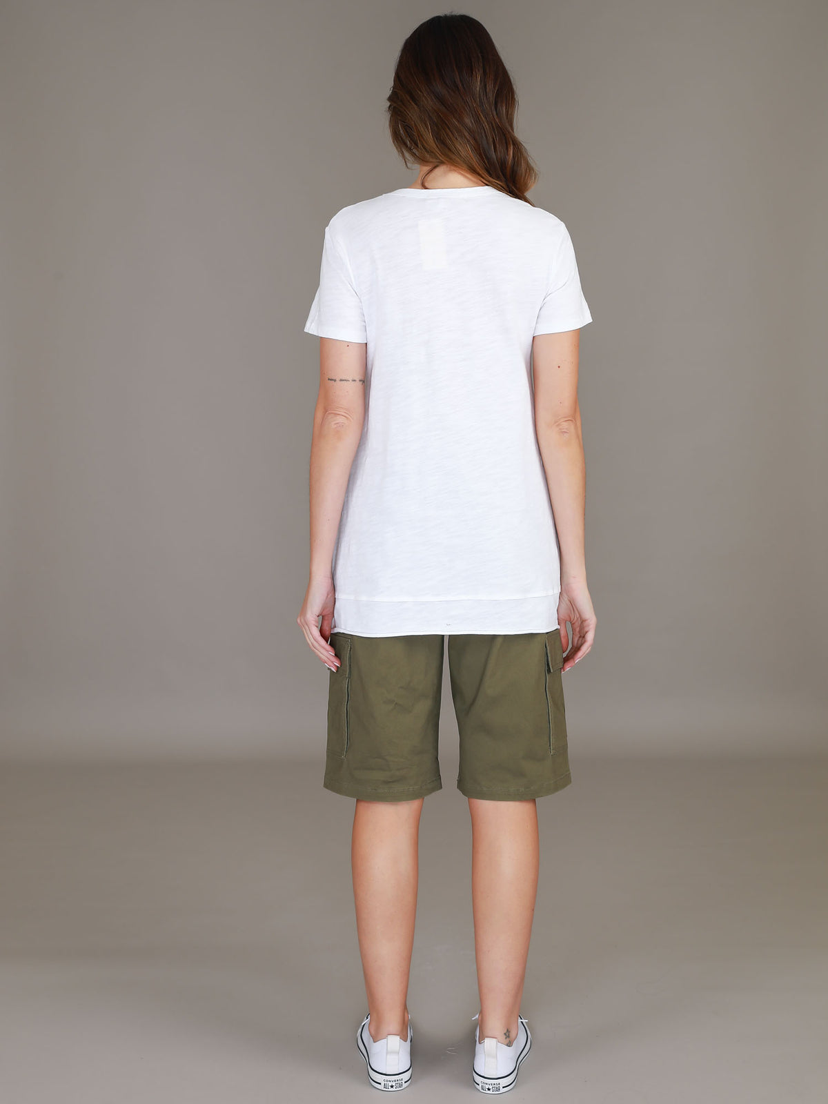 white striped short sleeve top #color_white